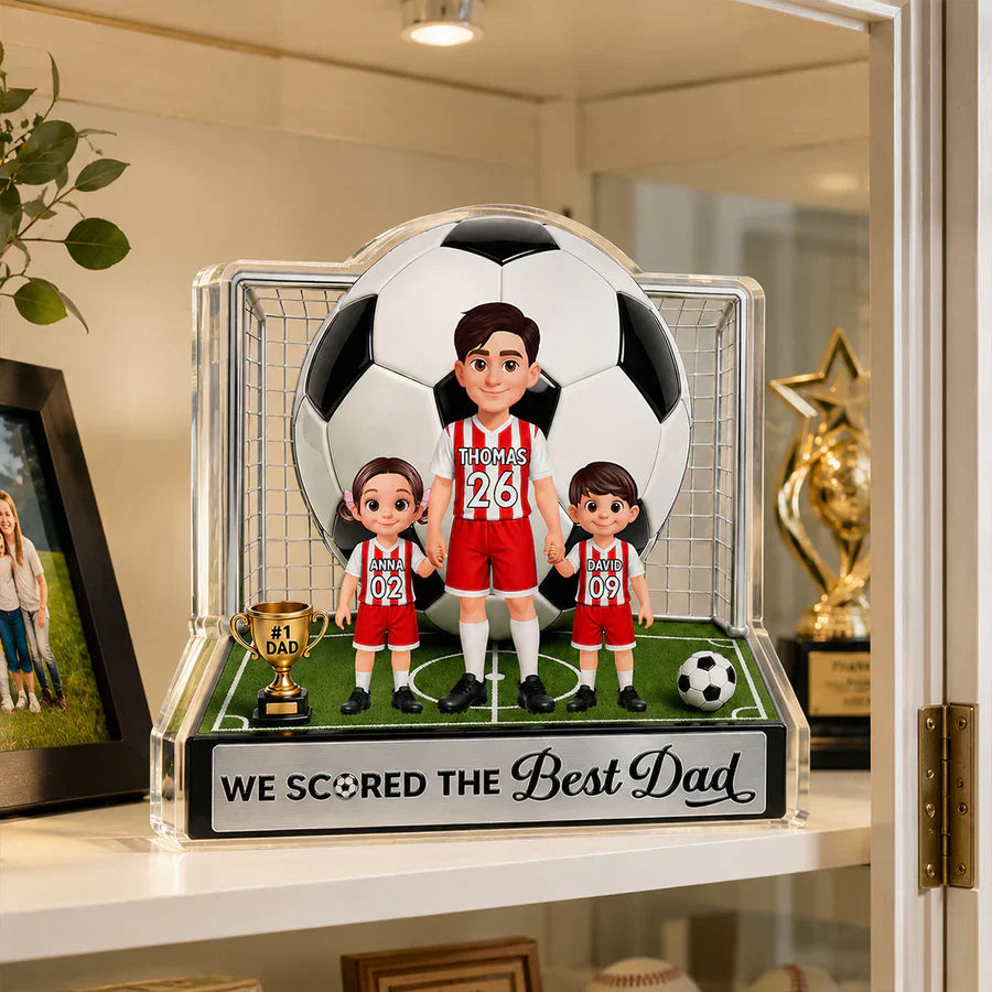 No 1 Soccer Dad And Kids We Scored The Best Dad Personalized Shaped Acrylic Block Plaque Unique Gift for Dad