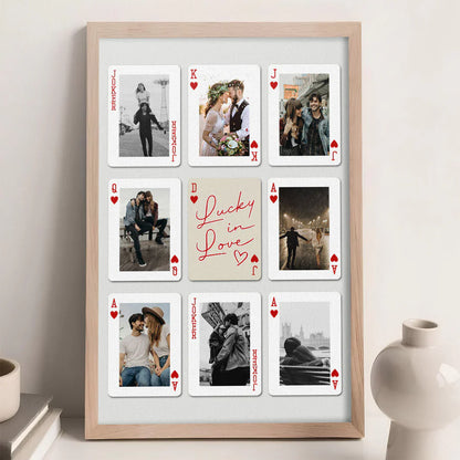 Personalized Poster, Lucky in Love Photo Cards with Kissing & Holding Hands, Unique Gift for Couple