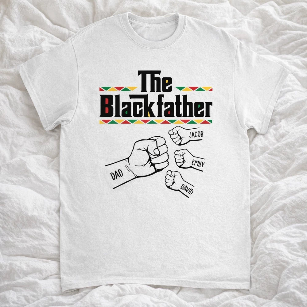 Personalized The Blackfather Classic Tee with Fist Bump Family Graphic - Unique Father's Day Gift for Dad