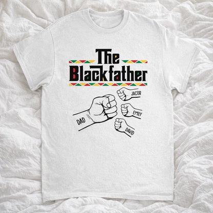 Personalized The Blackfather Classic Tee with Fist Bump Family Graphic - Unique Father's Day Gift for Dad