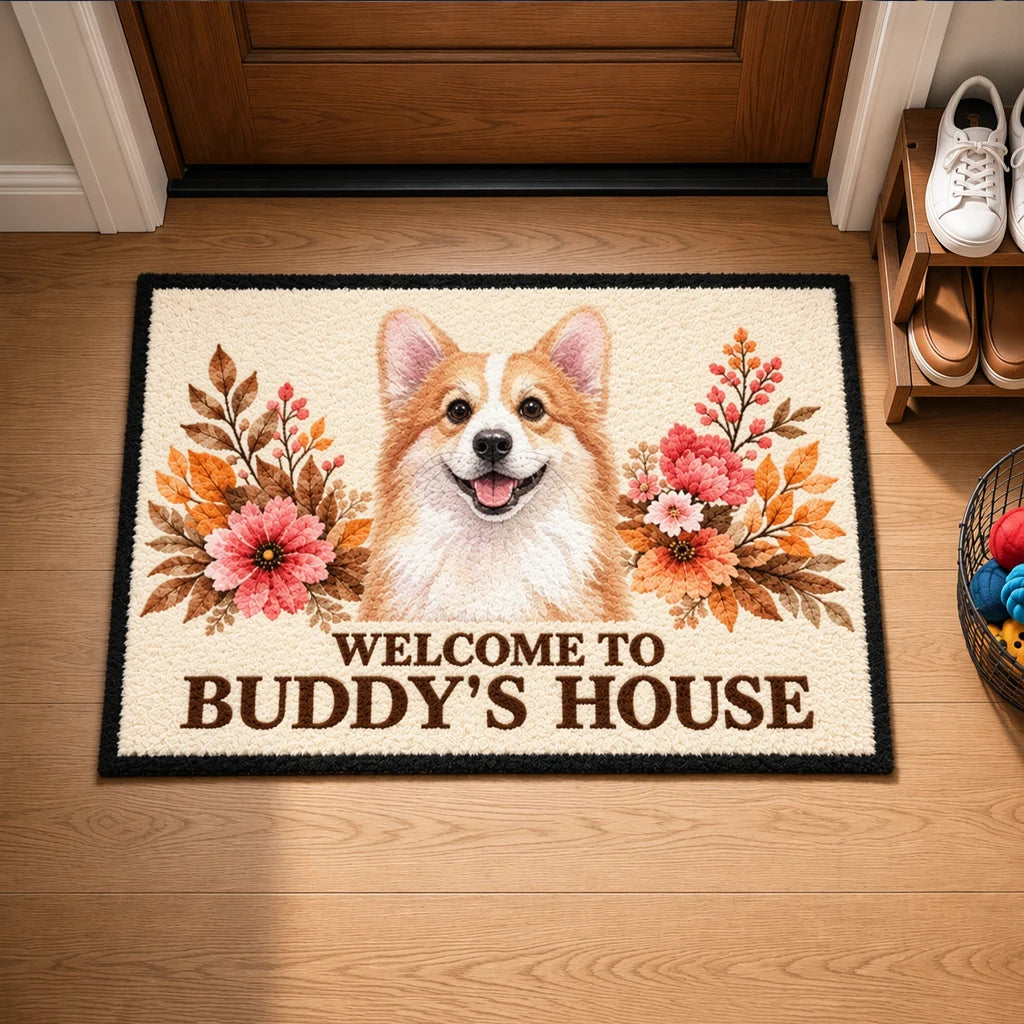 Standard Doormat with Personalized Dog Welcome Design, Creative Gift for Dog Lovers and a Warm Entryway