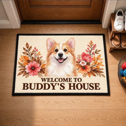 Standard Doormat with Personalized Dog Welcome Design, Creative Gift for Dog Lovers and a Warm Entryway