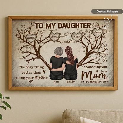 To My Daughter Personalized Poster, Back Hug Under Tree of Life, Heartwarming Keepsake Wall Art, Unique Mother's Day Gift