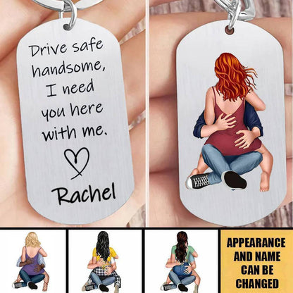 Stay Safe My Love - 'Drive Safe Handsome' Personalized Stainless Steel Keychain - Perfect for Valentine's & Anniversary