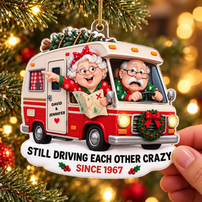 Personalized Funny Couple Christmas RV Acrylic Ornament, Still Driving Each Other Crazy, Gift for Grandparents