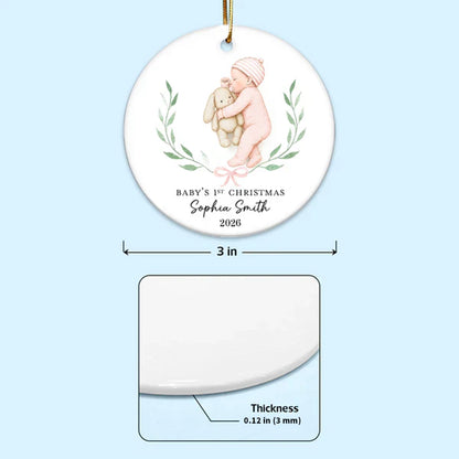 Personalized Ceramic Ornament, Baby's First Christmas Sleeping Baby, Unique Gift for New Parents