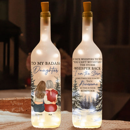 Personalized Bottle Lamp for Daughter, Cozy Warm Glow Winter Scene, Unique Gift From Mom With Encouraging Quote