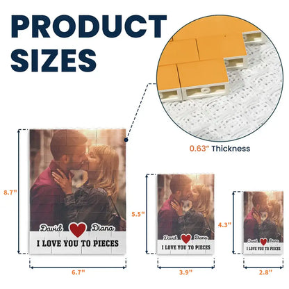 Personalized ABS Building Brick Puzzle with Kissing Couple Photo, I Love You To Pieces Unique Gift