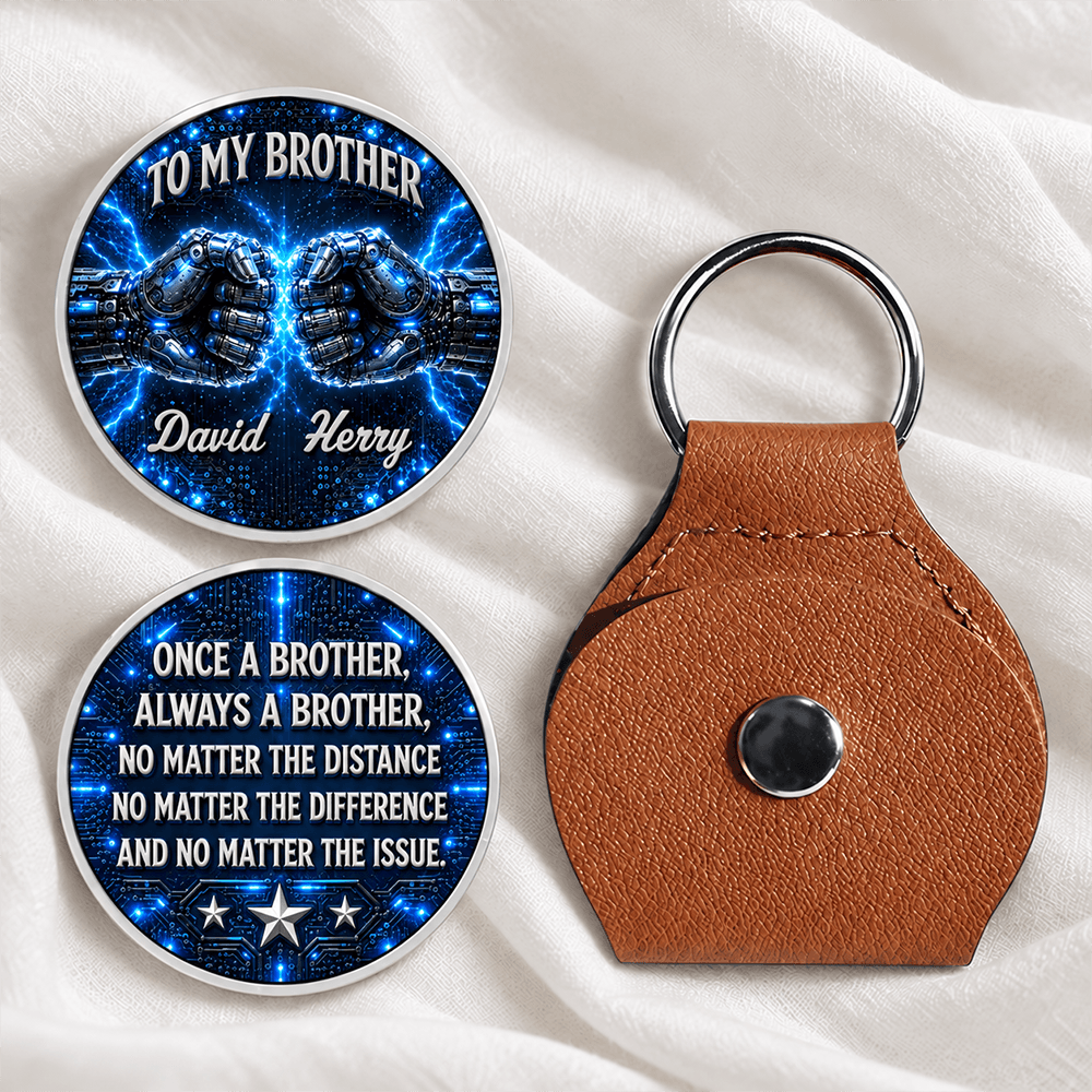 Personalized Brother Pocket Hug Keychain, Custom Names, Once a Brother Always a Brother, Long-Distance Gift