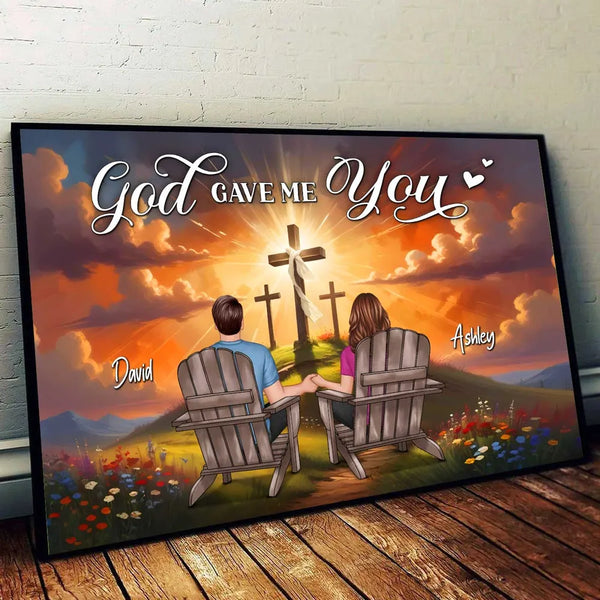 Personalized "God Gave Me You" Poster, Ornament, Plaque, Keychain, Sign – A Unique Gift for Couples, Faith & Love Expression