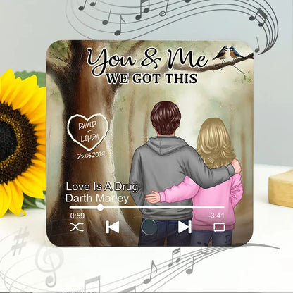 Personalized Acrylic Music Magnet – “You & Me We Got This” Couple Gift with Custom Names and Song