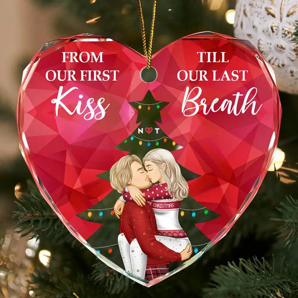 From Our First Kiss Till Our Last Breath Christmas Couple - Personalized Custom Shaped Ornament or Poster or Keychain or Plaque