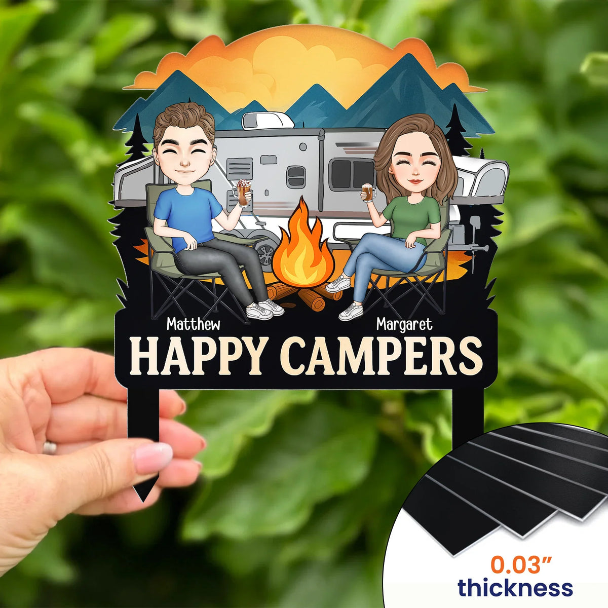 Happy Campers Welcome To Our Campsite Personalized Metal Garden Stake, Unique Gift For Camping Couples