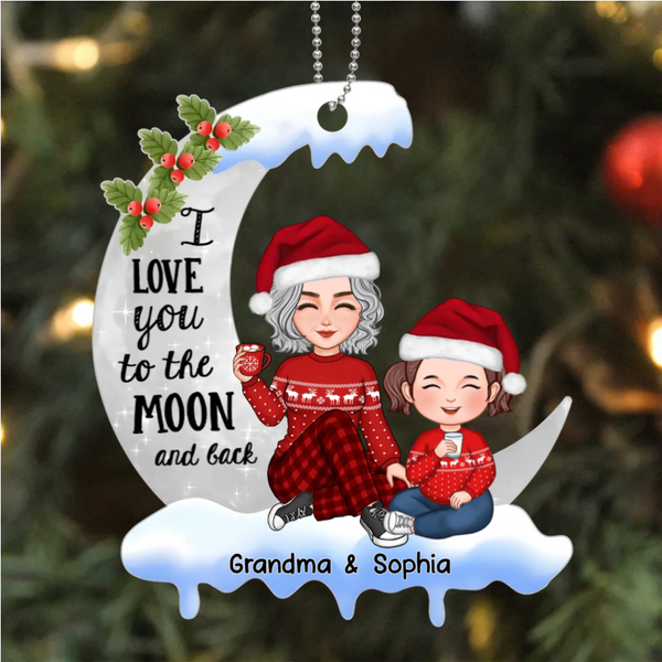 Personalized "I Love You to the Moon and Back" Personalized Ornament, Plaque, Keychain, Sign – Custom Gift for Grandma and Grandkid