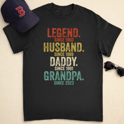 Personalized Classic Tee for Husband Dad & Grandpa, Vintage Legend Design, Unique Father's Day Gift