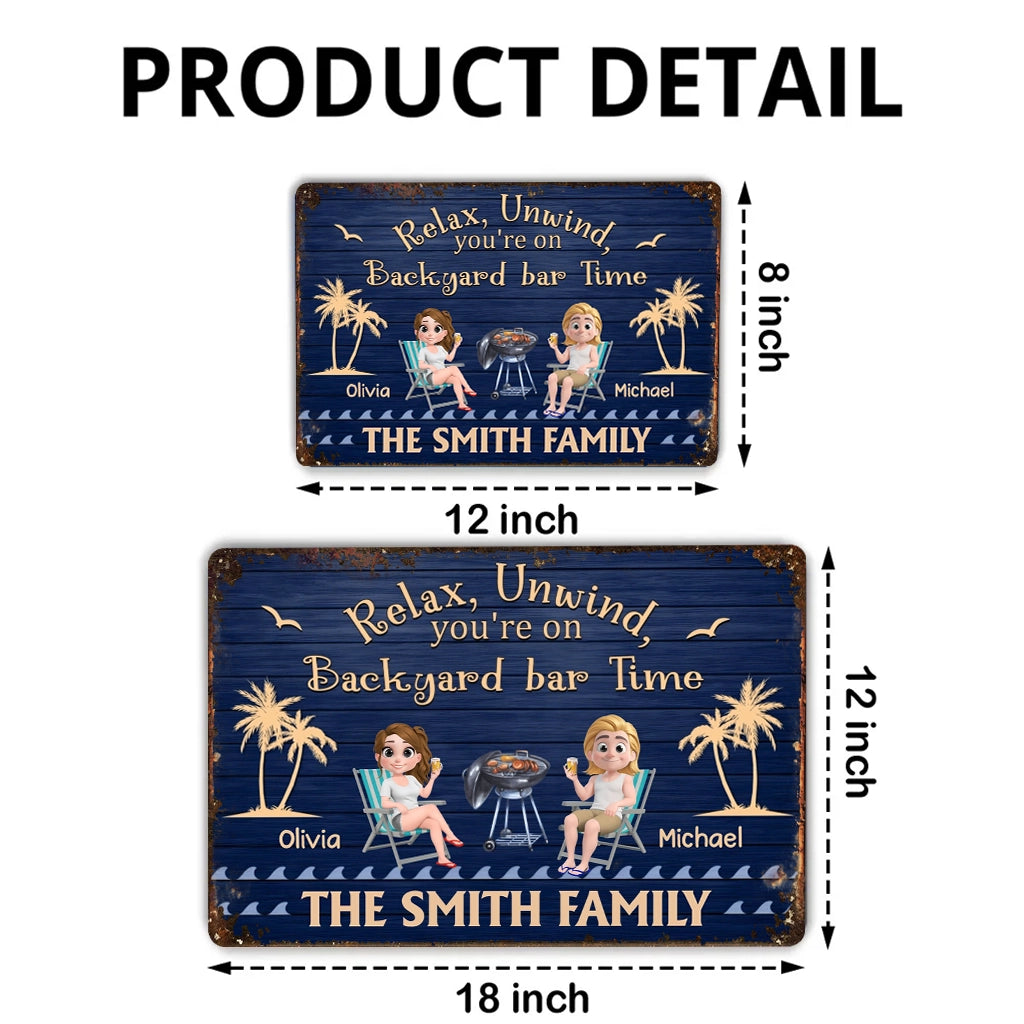 Personalized Patio Time Rectangular Iron Sign with Relax, Unwind Quote ...