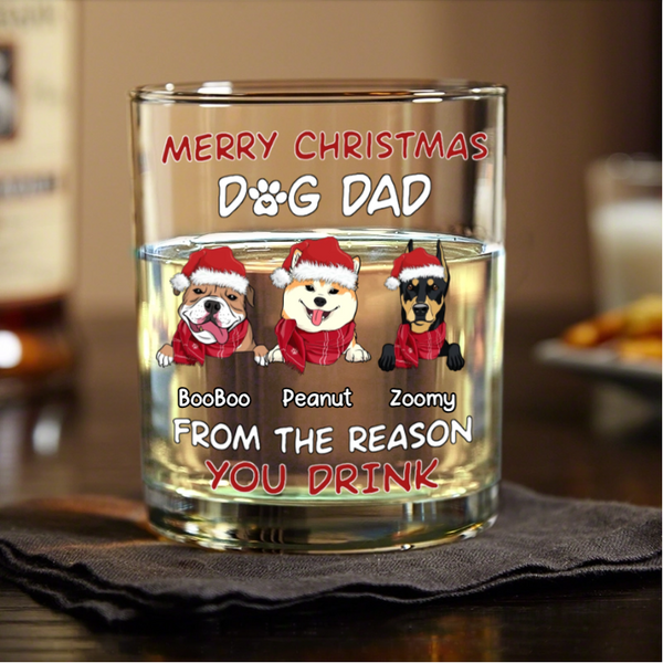 Personalized Dog Dad Whiskey Glasses, Funny Christmas Gift from the Dogs