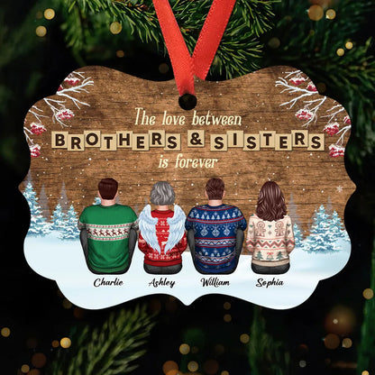 Christmas Love Between Brothers & Sisters Personalized Ornament or Poster or Keychain or Plaque