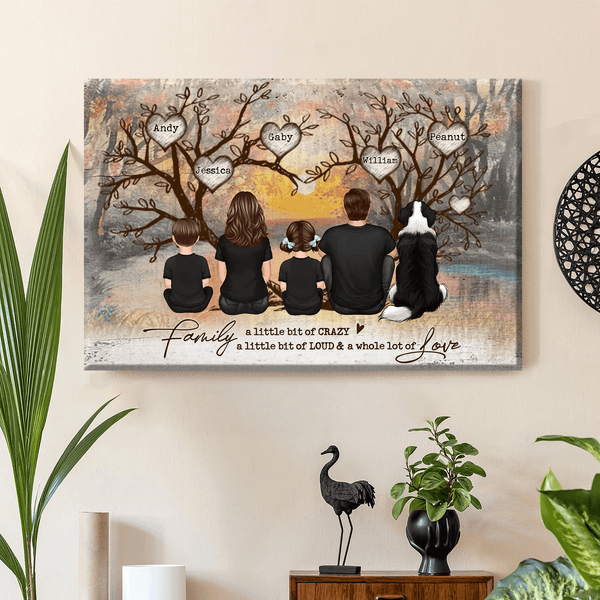 Family Heart Tree Sitting Personalized Poster or Keychain or Ornament or Plaque or Ornament, Home Decoration, Gift For Family