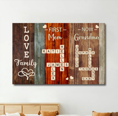 'First Mom, Now Grandma' Family Relationship Custom Canvas – A Perfect Expression of Love and Bond - Personalized Gift for Mother or Daughter