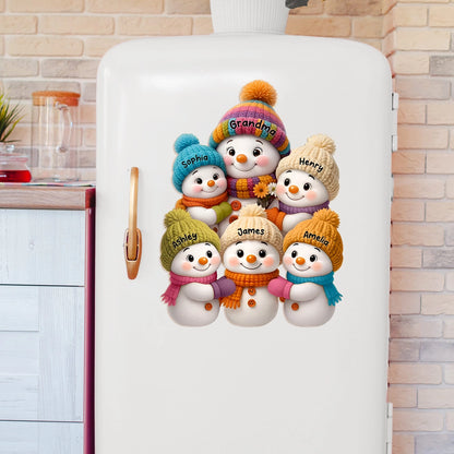 Fridge Magnet Snowman Family, removable kitchen décor for holiday kitchens, cozy colors, gift-ready keepsake for parents, grandparents, and kids