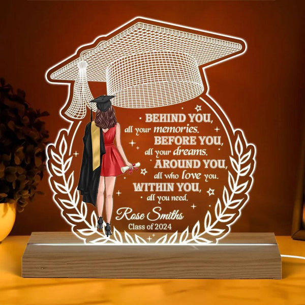 "Personalized 'Behind You All Your Memories' Graduation Gift Custom Shape Warm LED Night Light Plaque"
