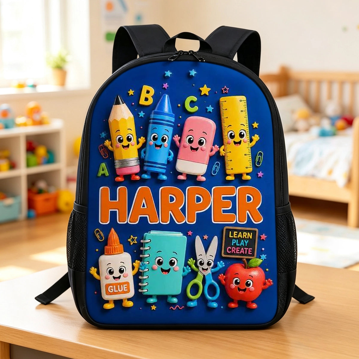 Personalized Kids School Backpack, Cute School Supplies Design, Back To School Unique Gift for Kids