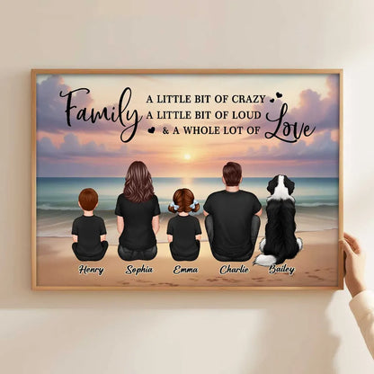 Family Beach Sunset Personalized Poster, Whole Lot Of Love Wall Art, Unique Gift for Mom