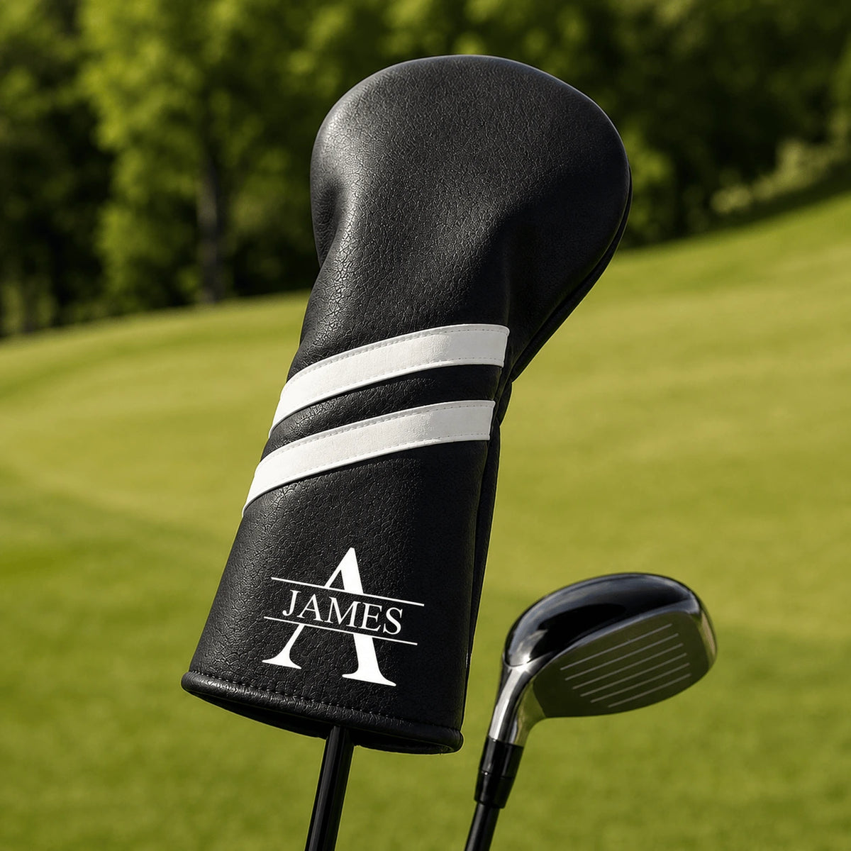 Personalized  Leather Golf Club Headcover, Green or White Monogram Design, Unique Gift for Golfers