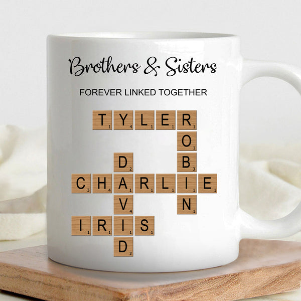 Brothers & Sisters Forever Linked Mug - Custom Gift for Birthdays and Holidays