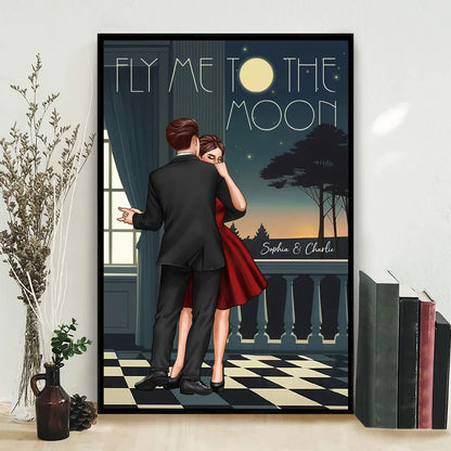 Celebrate Your Love and Passion for Dance - Couple Dancing In Moonlight Couple Anniversary Gift Valentine's Day Gift Personalized Poster