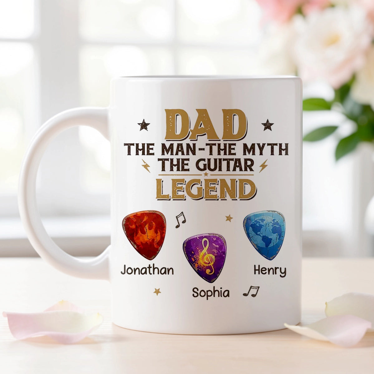 Personalized Ceramic Mug for Dad - The Man The Myth The Guitar Legend, Unique Funny Gift for Guitar Lovers