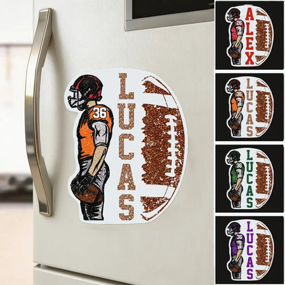 Acrylic Fridge Magnet, Personalized Football Player Holding Ball Keepsake, Creative Gift for Players and Fans