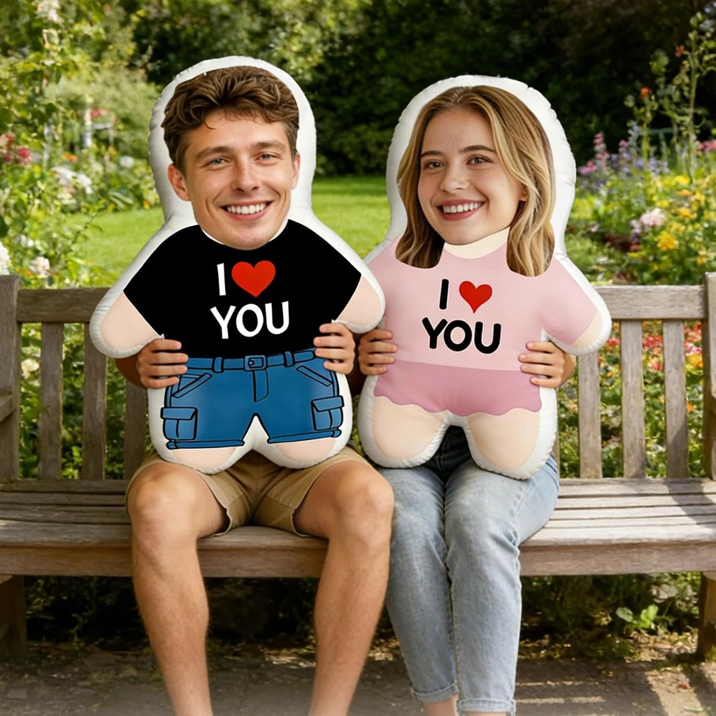 Romantic Shaped Pillow with Custom Cartoon Character, Cozy Couch Accent & Creative Gift for Couples