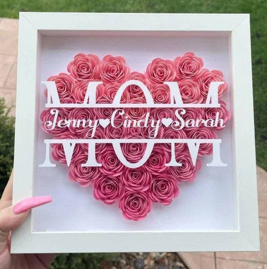 Cherished Mom - Floral Monogram Heart Shadow Box - The Perfect Gift for a Treasured Mother