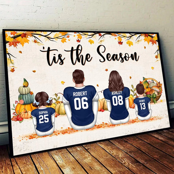 Fall Season Football Family Sitting Personalized Poster, Gift For Husband, Wife, Dad, Mom