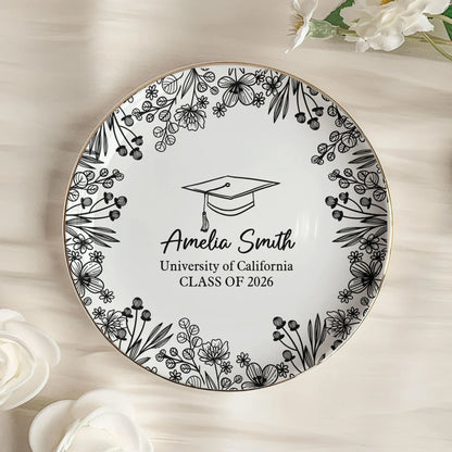 Graduation Keepsake Jewelry Dish, Personalized Name Style Tray for Daily Rings, Sweet Sentimental Gift for Grads