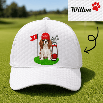 Custom Pet Photo Golf Cap with Name, Personalized Dog or Cat Hat, Gift for Golfers & Pet Lovers