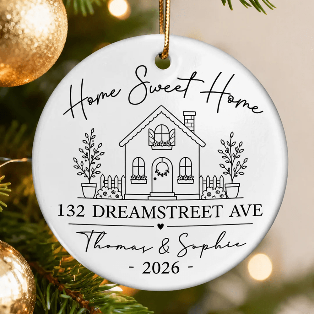 Home Sweet Home Ceramic Ornament, Personalized Tree Keepsake, Creative Housewarming Gift for New Homeowners
