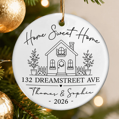 Home Sweet Home Ceramic Ornament, Personalized Tree Keepsake, Creative Housewarming Gift for New Homeowners