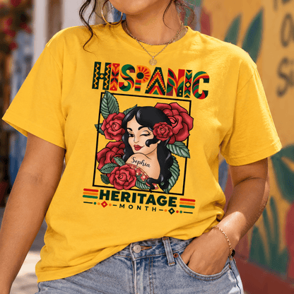 Personalized Hispanic Heritage Month Shirt, Custom Latina Portrait & Name Tee, Sweatshirt or Hoodie, Gift for Her
