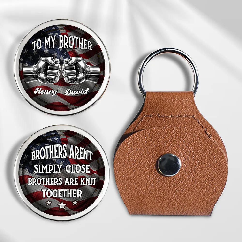 Personalized Pocket Hug for Brother, Fist Bump USA Flag Keepsake, Unique Everyday Carry Gift
