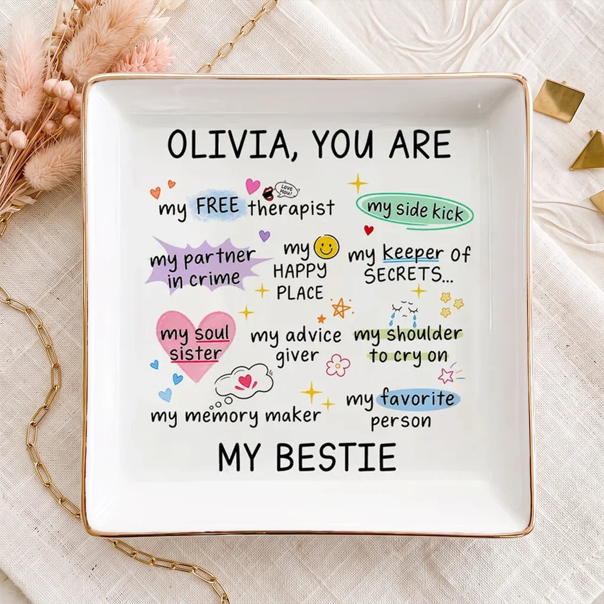 Personalized Jewelry Dish, Favorite Person Design, Unique Creative Gift for Friend