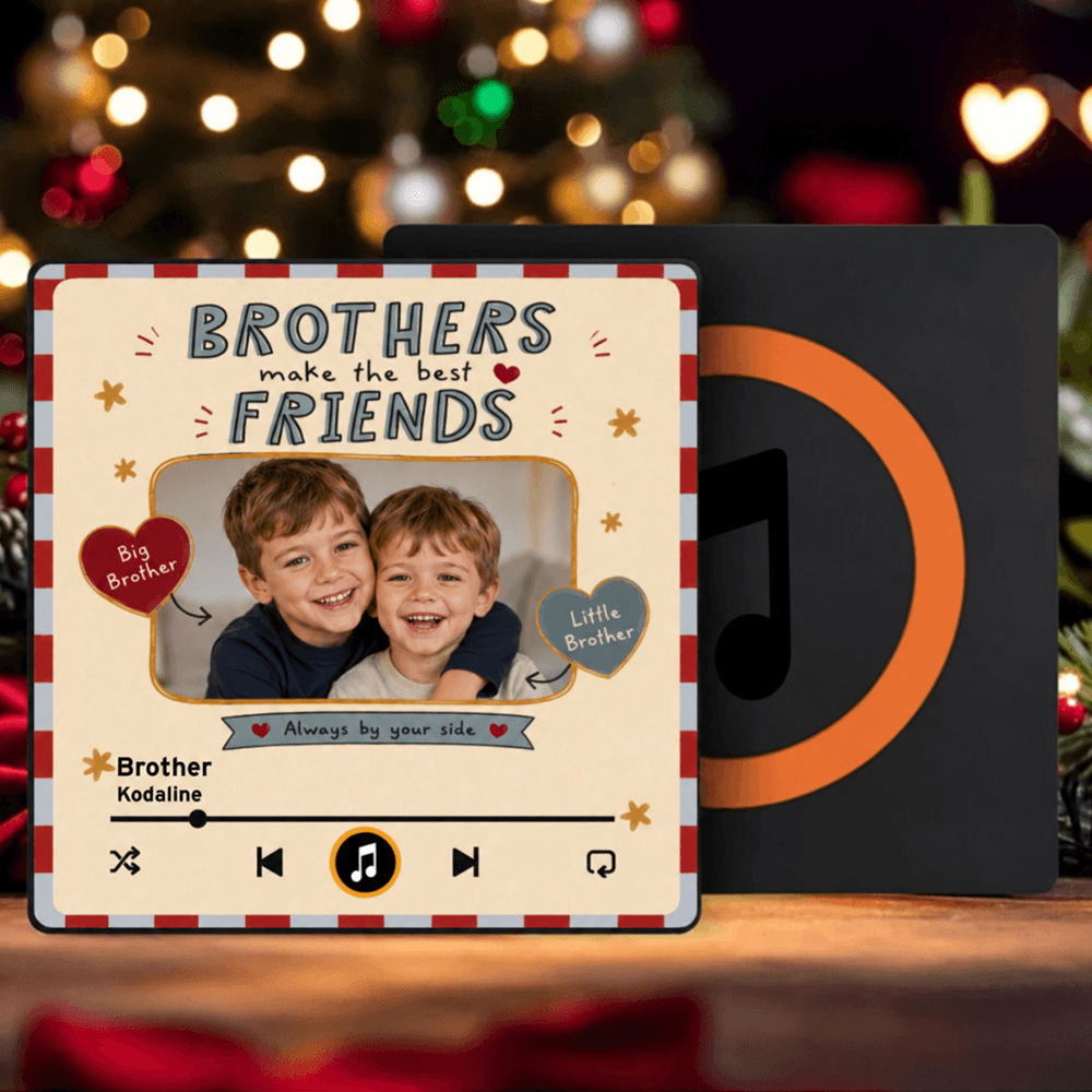 Personalized Acrylic Music Magnet, Custom Photo Gift for Brothers or Sisters, Choose Brothers or Sisters, Unique Sibling Keepsake