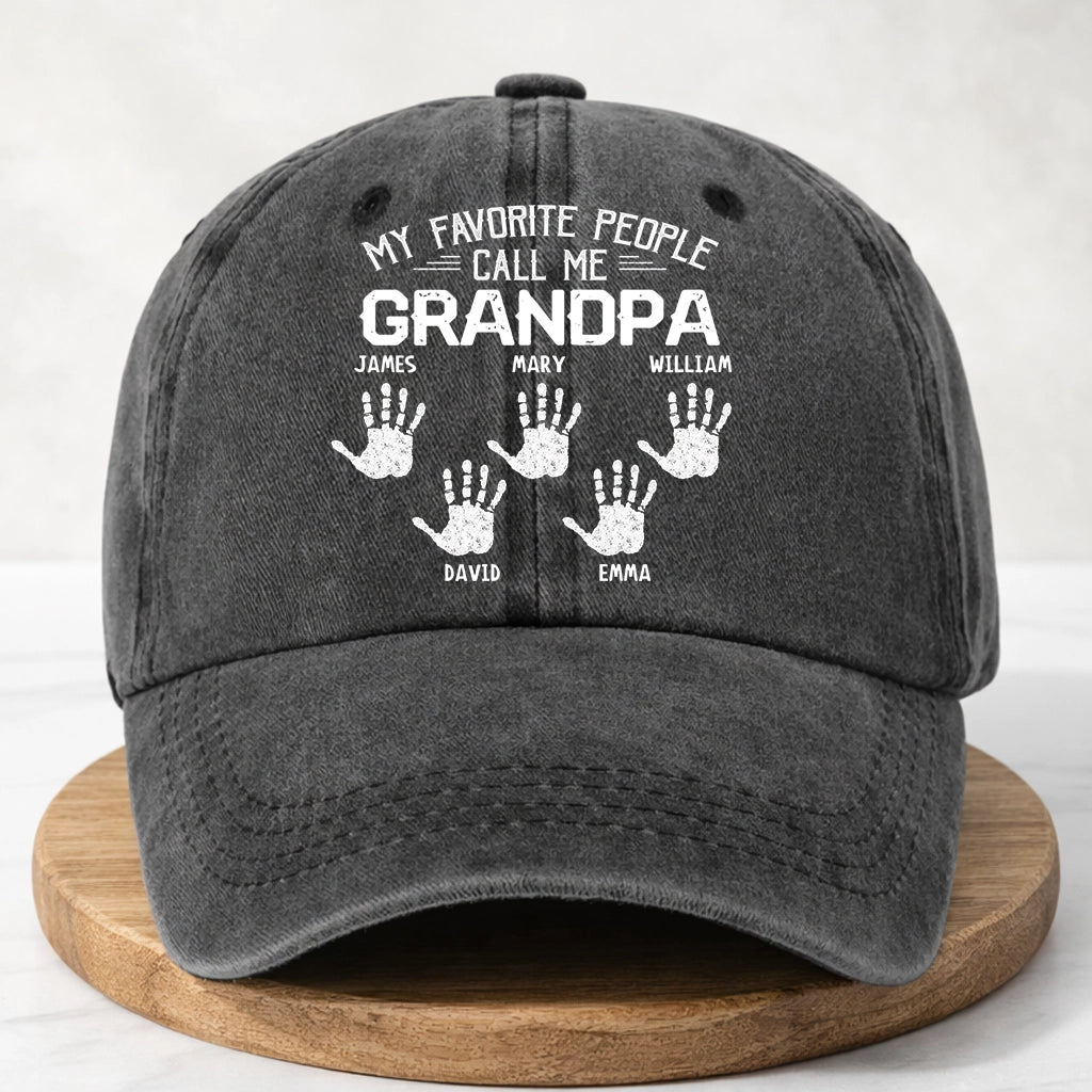Heartwarming Custom Grandpa Gear - Personalized Kids Handprint Design with Names - The Ultimate Gift for Him