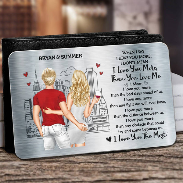 Personalized Aluminum Wallet Card with 'I Love You The Most' Engraving - Ideal for Anniversaries & Valentine's Day3