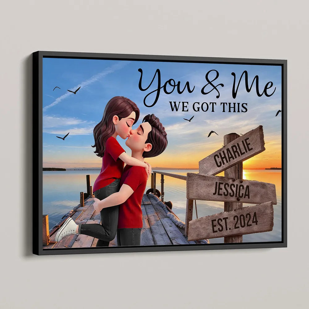 You & Me We Got This Sunset Lake Dock Poster, Personalized Romantic Keepsake, Unique Couple Gift