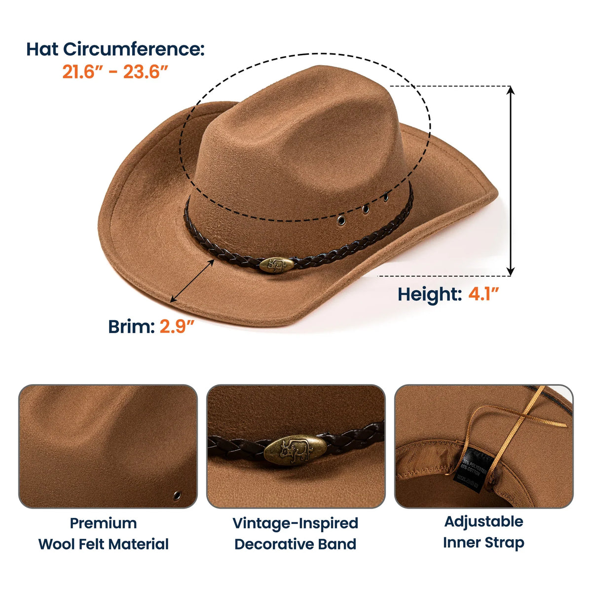 Personalized Birth Flower Wool Felt Cowboy Hat, Unique Creative Gift for Cowgirls