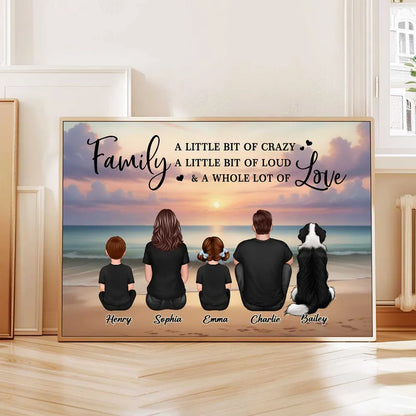Family Beach Sunset Personalized Poster, Whole Lot Of Love Wall Art, Unique Gift for Mom