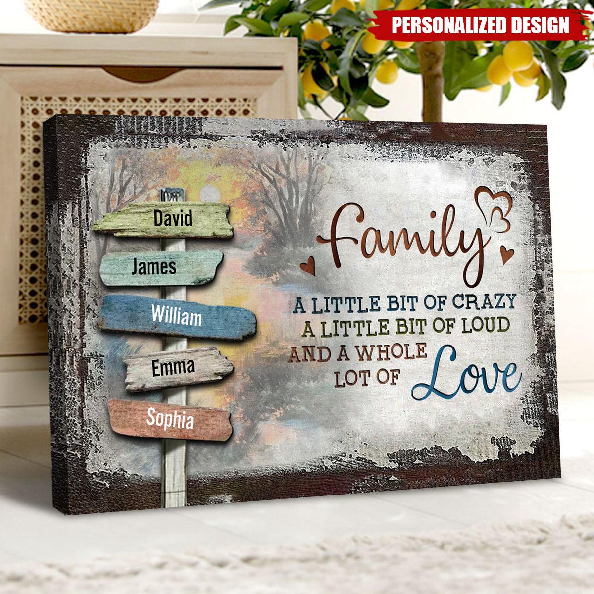 "A Little Lot of Love" Personalized Family Sign Canvas or Poster | Rustic Farmhouse Wall Decor | Unique Heartfelt Home Gift